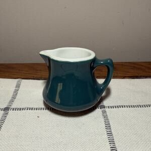 Vintage Hall Ceramic 2.5" Teal Creamer Restaurant Wear Made in USA